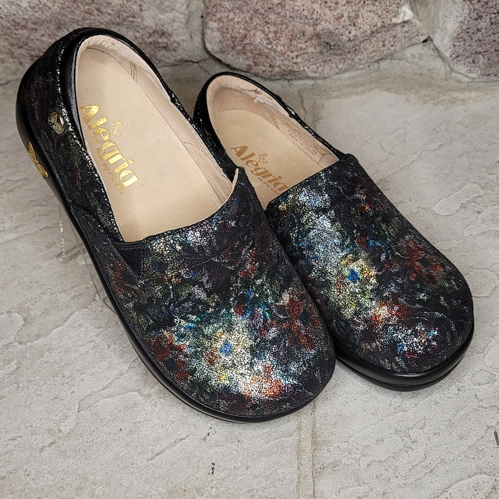 Alegria KEL-479 New multi color metallic clogs size 35/US 5 leather